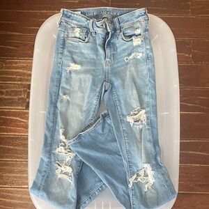 American Eagle Outfitters Women's Ripped Light Blue Jeans